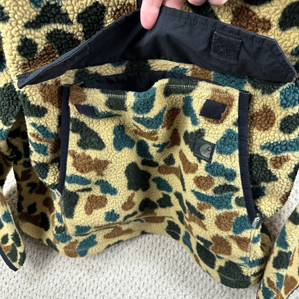 Carhartt 1/4 Snap Jacket Mens 2XL Duck Camo Relaxed Fit Sherpa Fleece Pullover - Picture 11 of 15